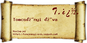 Tomcsányi Éva névjegykártya