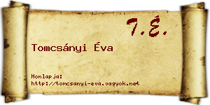 Tomcsányi Éva névjegykártya